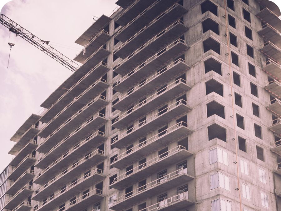 Reinforced concrete frame of a high-rise building under construction