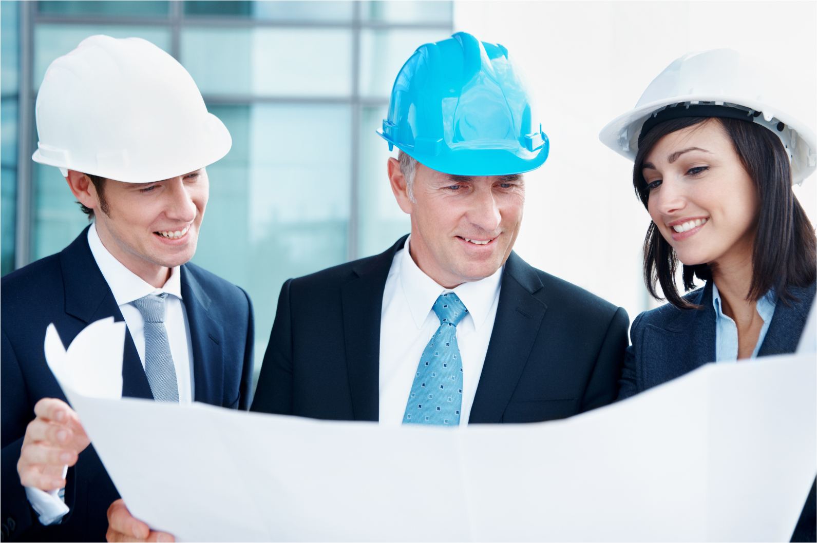 Engineers reviewing drawings on site
